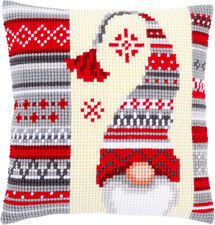 Kit Cuscino Punto Croce Elfo Di Natale Set Ricamo Principianti Cuscini Gobelin D