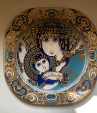 Piatto Rosenthal Natale 1976  Bjorn Wiinblad porcellana vetro e oro collezione