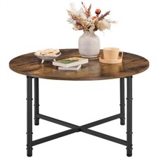 Tavolino da Salotto Rotondo in Legno Tavolino da Caffè Industriale per Soggiorno