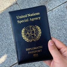 Custodia da viaggio diplomatica in pelle delle Nazioni Unite nera porta passaporto porta documenti d'identità