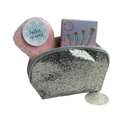 Borsa trucco glitter argento