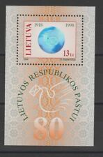 1998 LITUANIA LIETUVA 80° ANNIV. POSTE - OLOGRAMMA 1 BF MNH MF73833