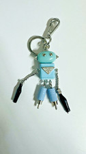 PORTACHIAVI PRADA ROBOT KEYCHAIN COLORE AZZURRO IN PELLE SAFFIANO ChARMs