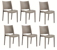 KIT 6 SEDIE POLIPROPILENE CUCINA RISTORANTE SEDIA INTERNO ESTERNO TORTORA 597FLA