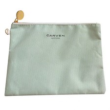 Carven – Pochette in tela a righe sottili bianco e verde