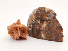 SET PIETRE NATURALI ORNAMENTALI - MEZZA GEODE DI AMETISTA E ROSA DEL DESERTO