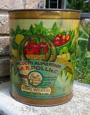 S.A.E. POLLI & C MILANO CETRIOLI MOSCATELLI GRANDE BARATTOLO LATTA  D'EPOCA