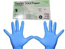 200 Conteggi✔ Guanti da Esame in Nitrile Blu, Senza Polvere, Tender Touch Taglia Small