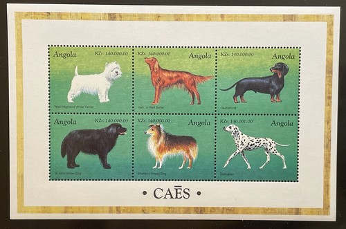 Foglio francobolli cani angola - foglio,