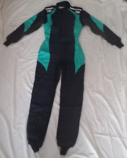 TUTA IGNIFUGA DONNA 40-42 NERO CIANO OMP RACING FIRST ELLE SENZA OMOLOGAZIONE
