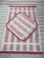 Vintage Hand towel & Washcloth crocheted edges white pink NOS