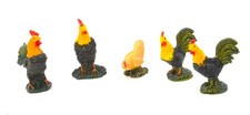 5 x galline e galli polli figurine di Natale 6 cm Set di scena di natività