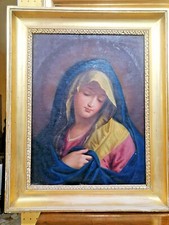MADONNA SU TELA EPOCA PRIMI 800, NO CRISTO, NO BAMBINO, NO SANTI, cornice dorata