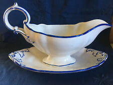 1875 Villeroy Boch Antica Salsiera Piatto Salvagocci Porcellana Tenera Filo Blu 