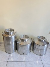 3 contenitori per olio in acciaio Inox, come nuovi 