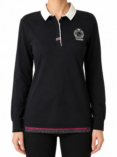 Polo nera ricamata ragazzo - nera, da