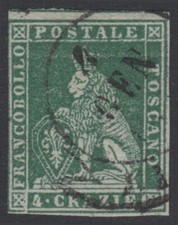 1851 - STATI ITALIANI - TOSCANA - Sc# 6, 4cr - USATO