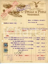 1929 VOGHERA Ditta C. PALLI E FIGLI Calce e cementi - Fattura per mattoni forati