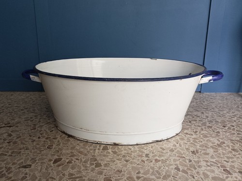 Antique enamel tub marchiata - enamel,