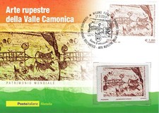ITALIA 2009 MILANO ARTE RUPESTRE VALLE CAMONICA CARTOLINA FDC RIPR. ARGENTO