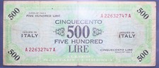500 LIRE 1943 BILINGUE RR AM-LIRE OCCUPAZIONE AMERICANA