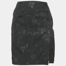 Gonna jacquard nera floreale