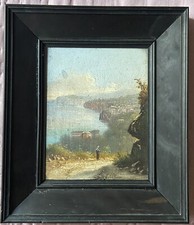 Veduta di Sorrento - Napoli Dipinto olio su tavola E. Altrui 1800
