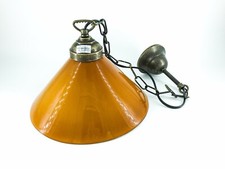 Lampadario a sospensione catena ottone con vetro OPALINE GIALLO OCRA 25 CM 