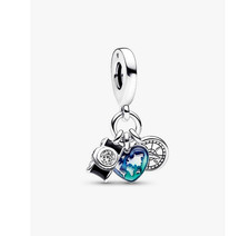 Pandora 792703C01 Charm Pendente Fotocamera Cuore e Bussola