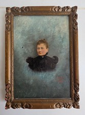 Raffinatissimo ritratto femminile olio su tavola dei primi del 900 firmato e dat