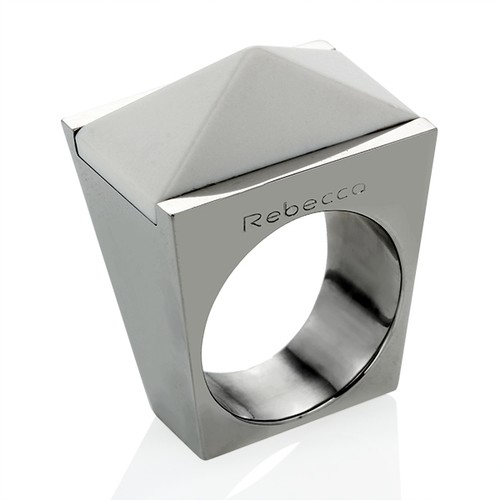Anello piramide onice - , bianca