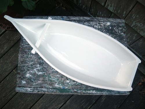 White porcelain fishing boat - porcelain,