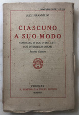 Libro Luigi Pirandello Ciascuno a suo modo 1926 Bemporad
