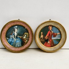 Antico quadretto Rotondo Cornici  oro  miniature stampe 