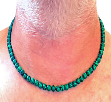Collana pietre dure di malachite verde da uomo donna in acciaio inox lunga 50 cm