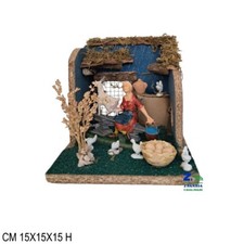 CORTILE CON CONTADINA E