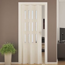 Porta interna a soffietto bianca con vetro satinato misure 88,5x214 cm