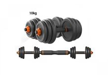 SET 2 MANUBRI E DISCHI KIT PALESTRA 10KG PESI BILANCIERE FITNESS 5 KG A MANUBRIO