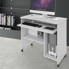 Scrivania ufficio Computer ruote ripiano estraibile Scrivanie pc in legno bianco