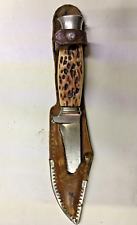 Coltello da caccia Boy Scout Vintage con fodero in cuoio Lama 9cm.