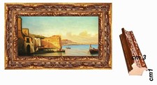 Stampa scorcio di Napoli  con cornice oro barocca Spessore cm 3  Misura cm 30x68