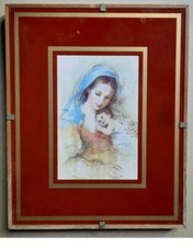 Deliziosa icona capoletto x camera bimbo Madonna Bambin Gesù stampa incorniciata