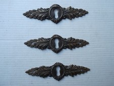 ANTICHE 3 BOCCHETTE CHIAVE BRONZO A FOGLIE XCOMO SCRITTOIO CASSETTIERA CREDENZA 