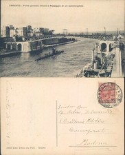 TARANTO ANNI 20 PONTE GIREVOLE CON SOTTOMARINO AL PASSAGGIO-62805