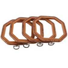 4 Pezzi Ottagono Ricamo Cerchi Imitato Legno Punto Croce Set Cornice per Di4480
