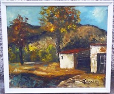 SAURO TASSELLI - PAESAGGIO DI CAMPAGNA - VECCHIO, GRANDE QUADRO DIPINTO OLIO