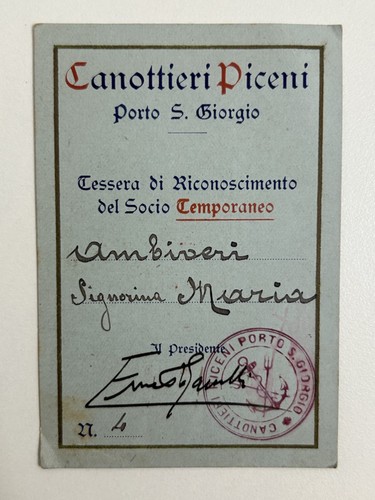 1922 tessera sport - sport, societa'