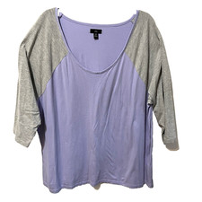 T-shirt top Elios donna taglie forti 2X 26/28 grigio lavanda stile raglan baseball