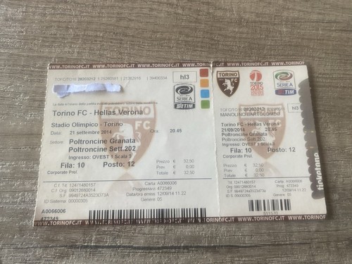 Torino verona biglietto ticket - torino-verona, biglietto/ticket