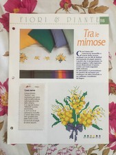 Schema punto croce Ricamo Fiori e piante Tra le mimose asciugapiatti tovaglia
